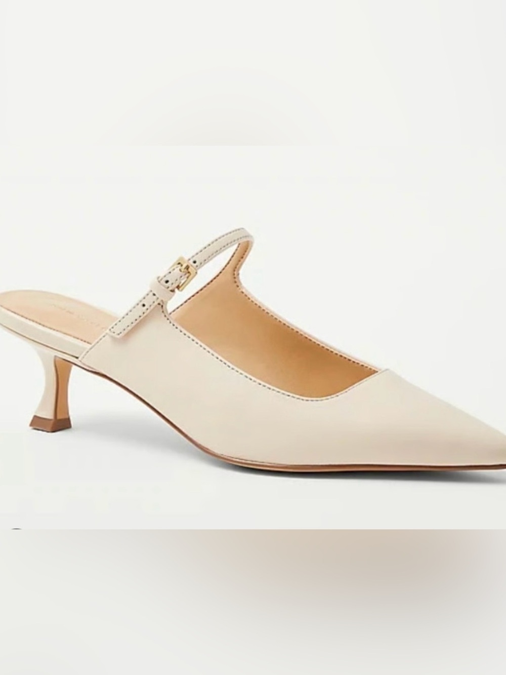 ANN TAYLOR POINTED TOE BUCKLE SLIP ON MULE LEATHER KITTEN HEEL PUMPS SHOES 7.5